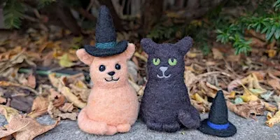 Needle Felt a Wool Cat Workshop (optional Witch Hat)