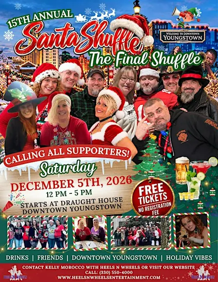 15th & Final Santa Shuffle - Downtown Youngstown. Hosted by Heels n Wheels