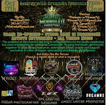 Grand ReOpening-Studio Back in Business/Artist Networking -All Things Music