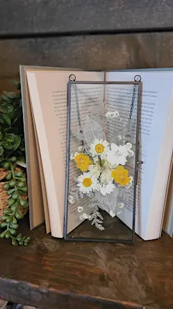 Pressed flower hanging glass frame class at The Vineyard at Hershey