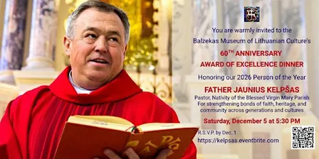 2026 Balzekas Museum Award Dinner Honoring Fr. Jaunius Kelpšas
