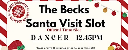 DANCER 12.45 pm Santa Claus Slot @ The Becks & our Christmas Fair