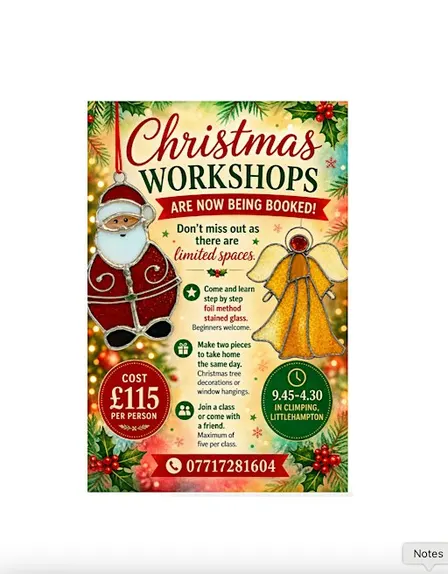Stained Glass Christmas Workshop by Woodland Stained Glass.
