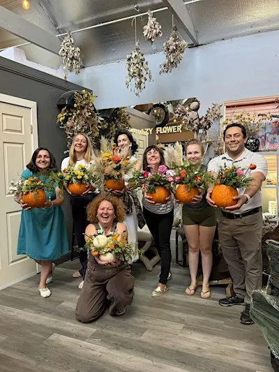 Seasonal Flowers in a Pumpkin Workshop