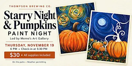 Starry Night & Pumpkins: A Fall Paint Night at Thompson Brewing Co.