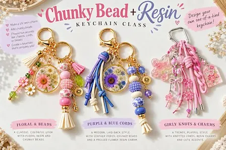 Chunky Bead & Resin Keychains
