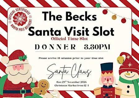 DONNER 3.30 pm Santa Claus Slot @ The Becks & our Christmas Fair
