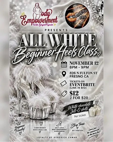 All White Beginner Heels Class