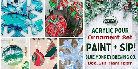 Acrylic Pour Wooden Ornament Set | Blue Monkey Brewing Co.