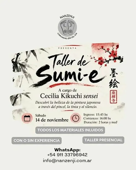 Taller de Sumi-e. Pintura tradicional japonesa . Sábado 14 de NOVIEMBRE-