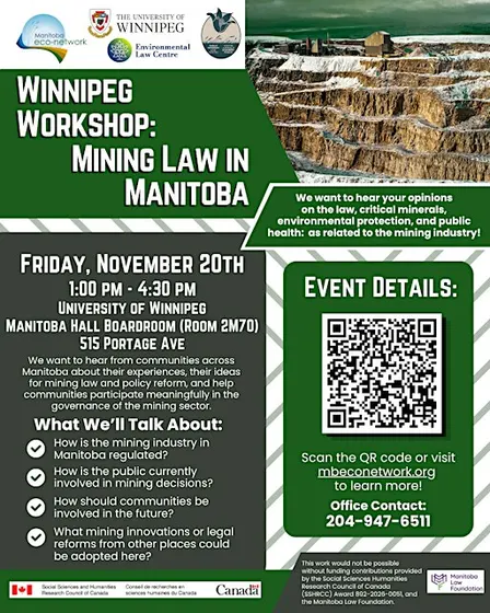 Community Workshop: Mining Law in Manitoba (Winnipeg)
