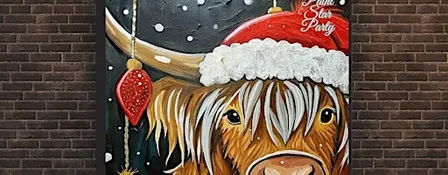 Paint Star Night Christmas Cow on Canvas!