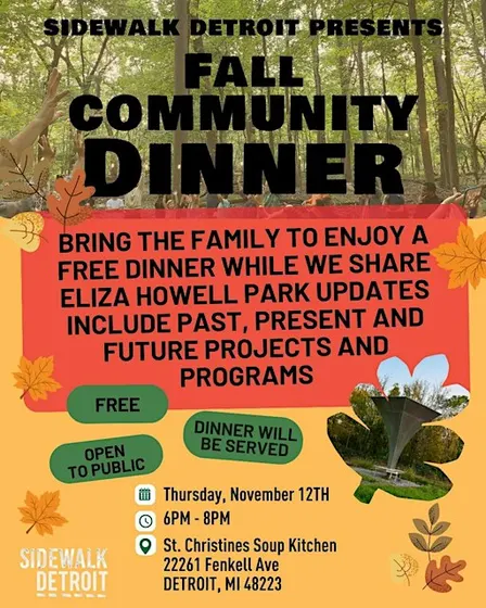 Eliza Howell Park Fall Community Dinner (free event!)