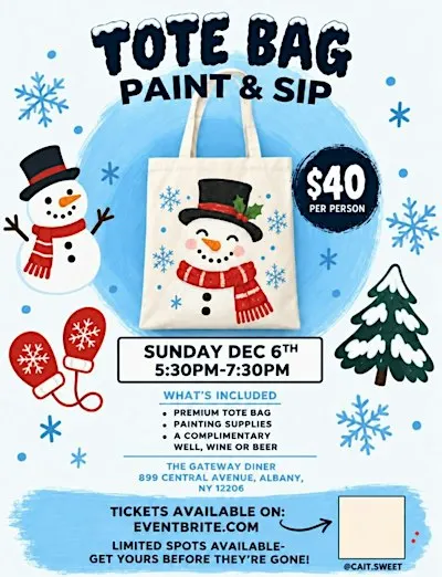Snowman Tote Bag Paint & Sip