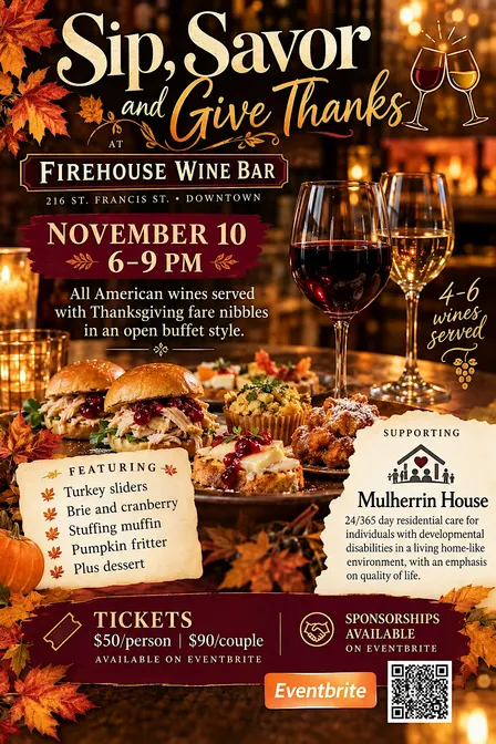 Sip, Savor and Give Thanks- SPONSORSHIP-Mobile Sunset Rotary
