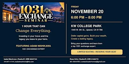 1031 Exchange Class in Upland, CA