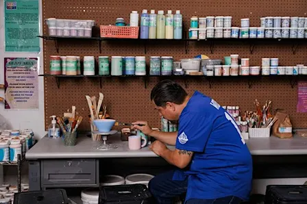 Wheel Throwing with Julio Rodas ///  Monoprinting on Clay Bowl