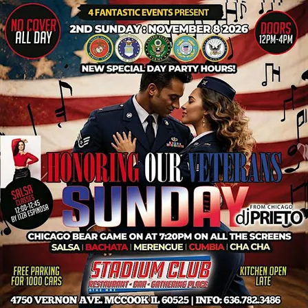 HONORING OUR VETERANS — SALSA SUNDAY @ Stadium Club