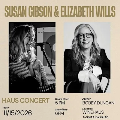 Haus Concert at WineHaus with Susan Gibson & Elizabeth Wills