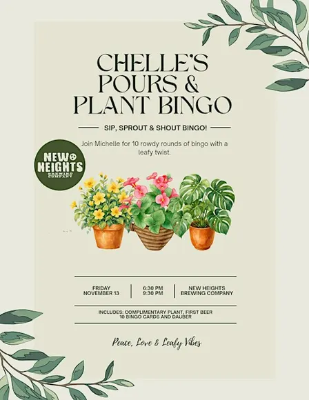 Chelle's Pours & Plant Bingo