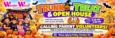 TRUNK OR TREAT & OPEN HOUSE at WONDER WORLD ACADEMY!