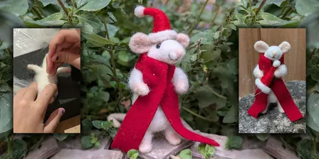 Needle Felt a Poseable Holiday Mouse