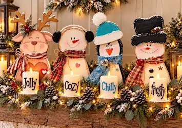 SNOWMAN WOOD CUTOUTS- COZY, FROSTY & CHILLY!