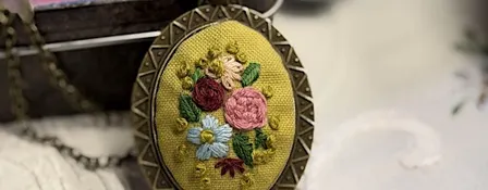 Hand embroidery- suitable for beginners embroider your own necklace pendant