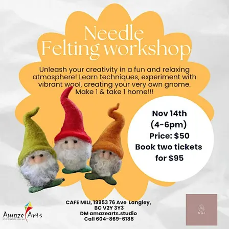 Gnome - Needle felting workshop - Langley