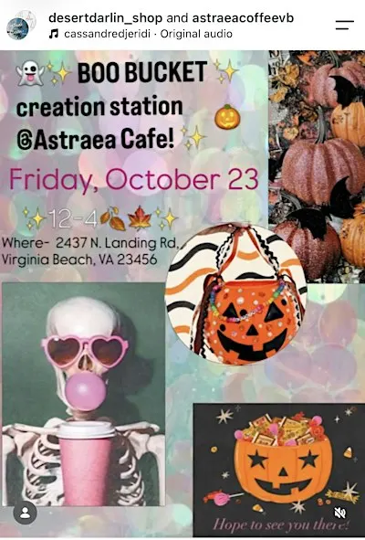 Boo Bucket and Witch Hat Creation Station at Astraea Coffee