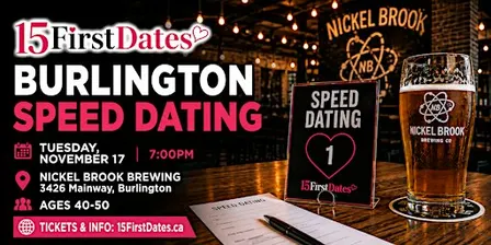 15FirstDates Burlington Speed Dating (Age 40-50)