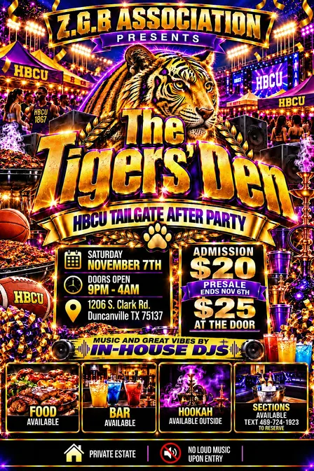 The Tigers Den HBCU Tailgate After Party