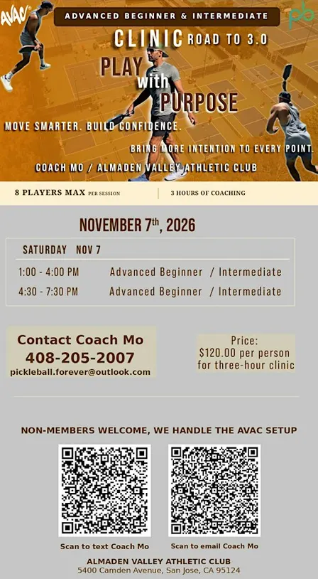 Beginner & Intermediate Pickleball Clinic with Coach Mo