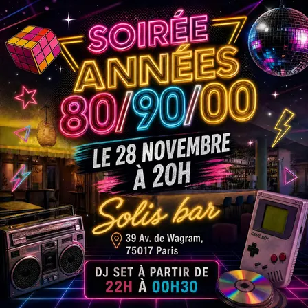 Soirée années 80/90/00 entre célibataires✨ Bar d'Hôtel 5* (Champs-Élysées)