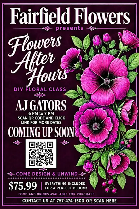 DIY FLORAL DESIGN CLASS AT AJ GATORS FAIRFIELD