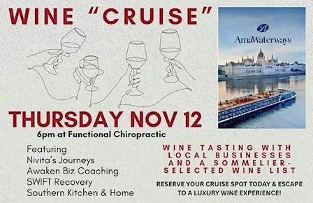 River Cruise Wine Experience with Nivita's Journey & Fun Chiropractic