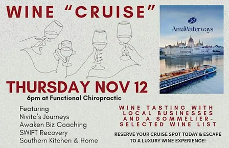 River Cruise Wine Experience with Nivita's Journey & Fun Chiropractic