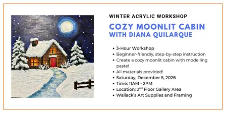 Winter Acrylic Texture Workshop - Cozy Moonlit Cabin with Diana Quilarque