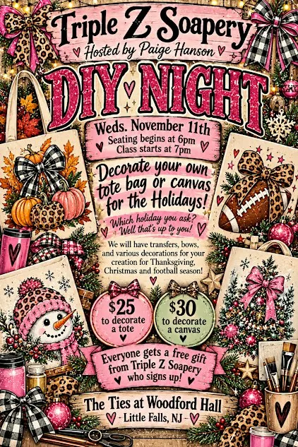 Triple Z Soapery DIY Night- Create Your Own Holiday Tote Bag or Canvas