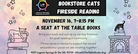 Bookstore Cat Fireside Reading