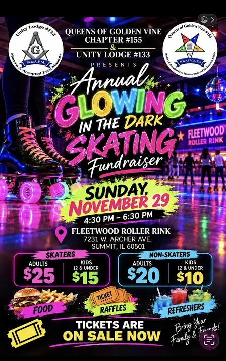 Unity Lodge #133 & Queen Of Golden Vine #155 Glow In The Dark Skating