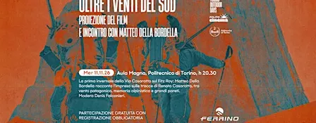 "Oltre i venti del Sud", proiezione e incontro con Matteo Della Bordella