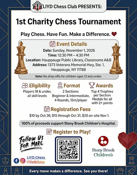 Unrated Chess Charity Tournament-Long Island Youth Development