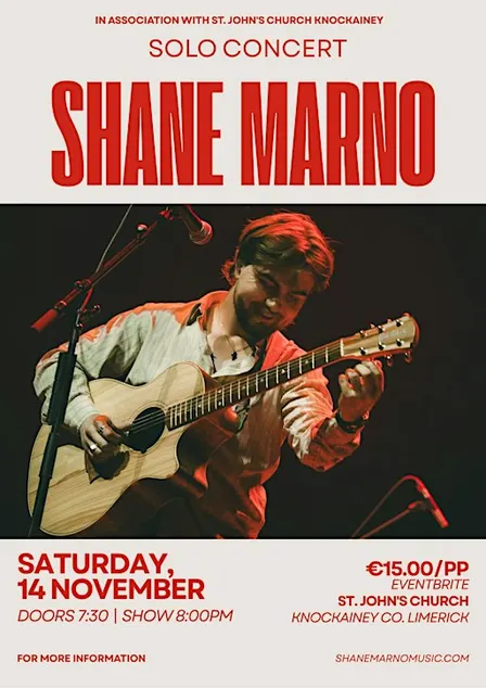 Shane Marno Solo Concert at St. John’s Church Knockainey