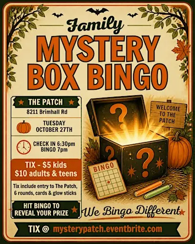 Family Mystery Box Bingo @ The Patch Pumpkin Patch
