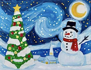 Starry Night Snowman Paint Party