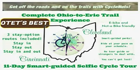 OTET'S BEST Experience. 11-day Ohio-to-Erie Trail Smart-guided Tour