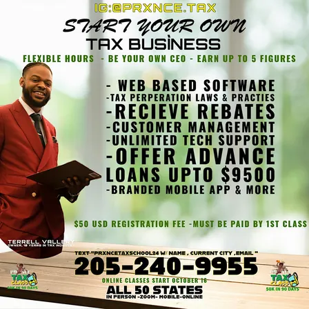 LEARN HOW TO START YOUR OWN TAX BUSINESS AND MAKE UP TO 50k IN 90 DAYS