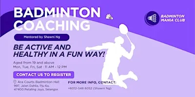 Adults Badminton Training Class In Petaling Jaya