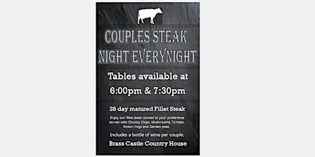 Couples Steak Night with free Bottle of wine.